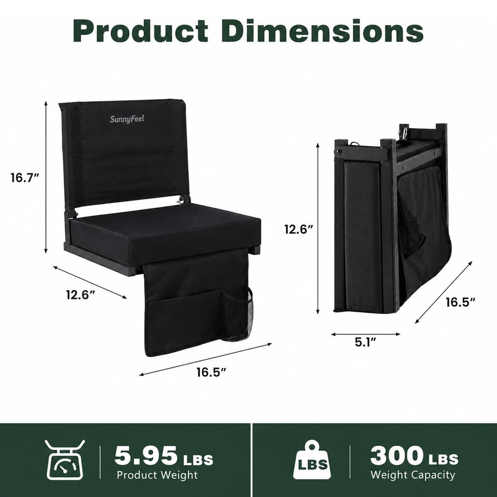Folding Bleacher Seat with Cushion and Storage Pocket N226