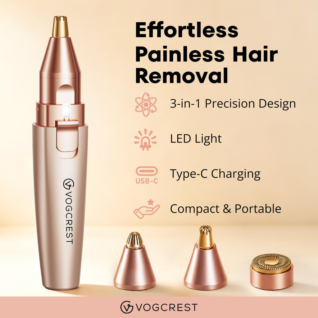 Nose Hair Trimmer 3 in1 Rechargeable Facial Hair Removal & Eyebrow Shaver F882561