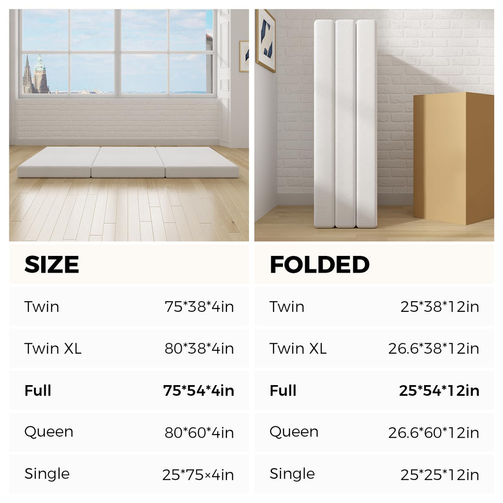 4 Inch Memory Foam Tri-fold Mattress Topper F8970