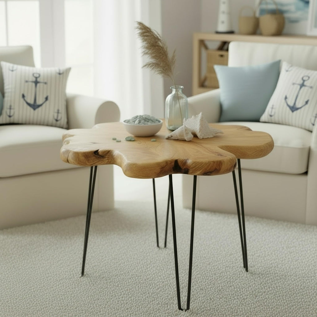 Flower-Shaped Live Edge Cedar Coffee Table K373528