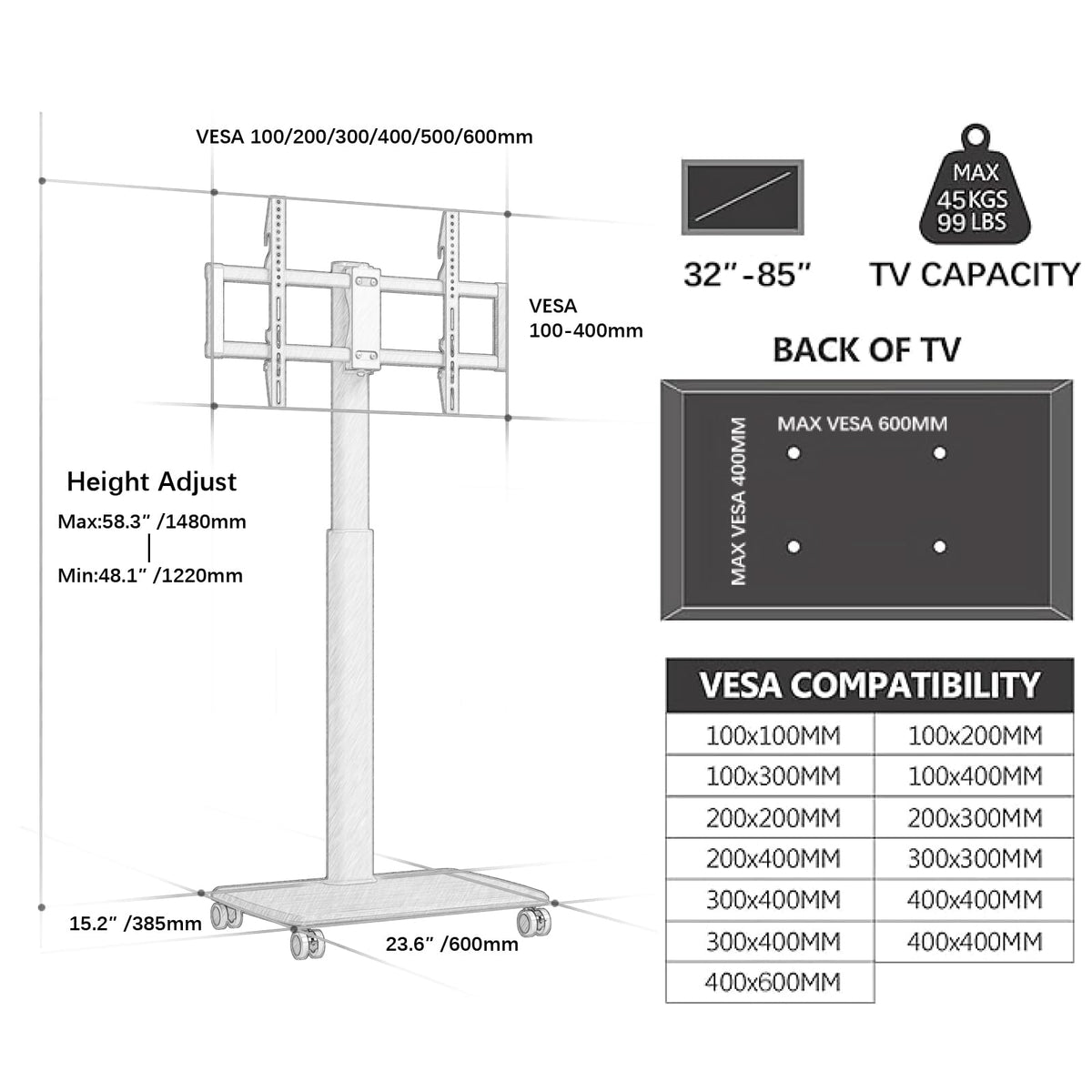 White Rolling TV Stand O515161