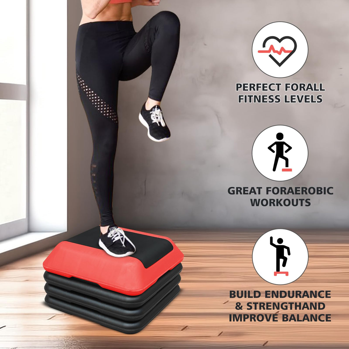 16"x16" Adjustable Exercise Aerobic Step Platform with 4 Risers W440