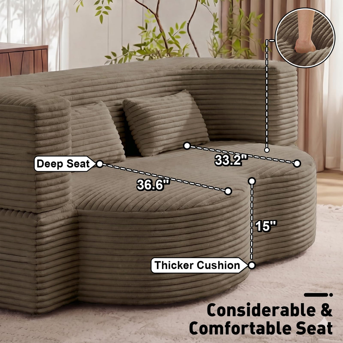 Brown Corduroy Convertible Futon Sofa Bed X560