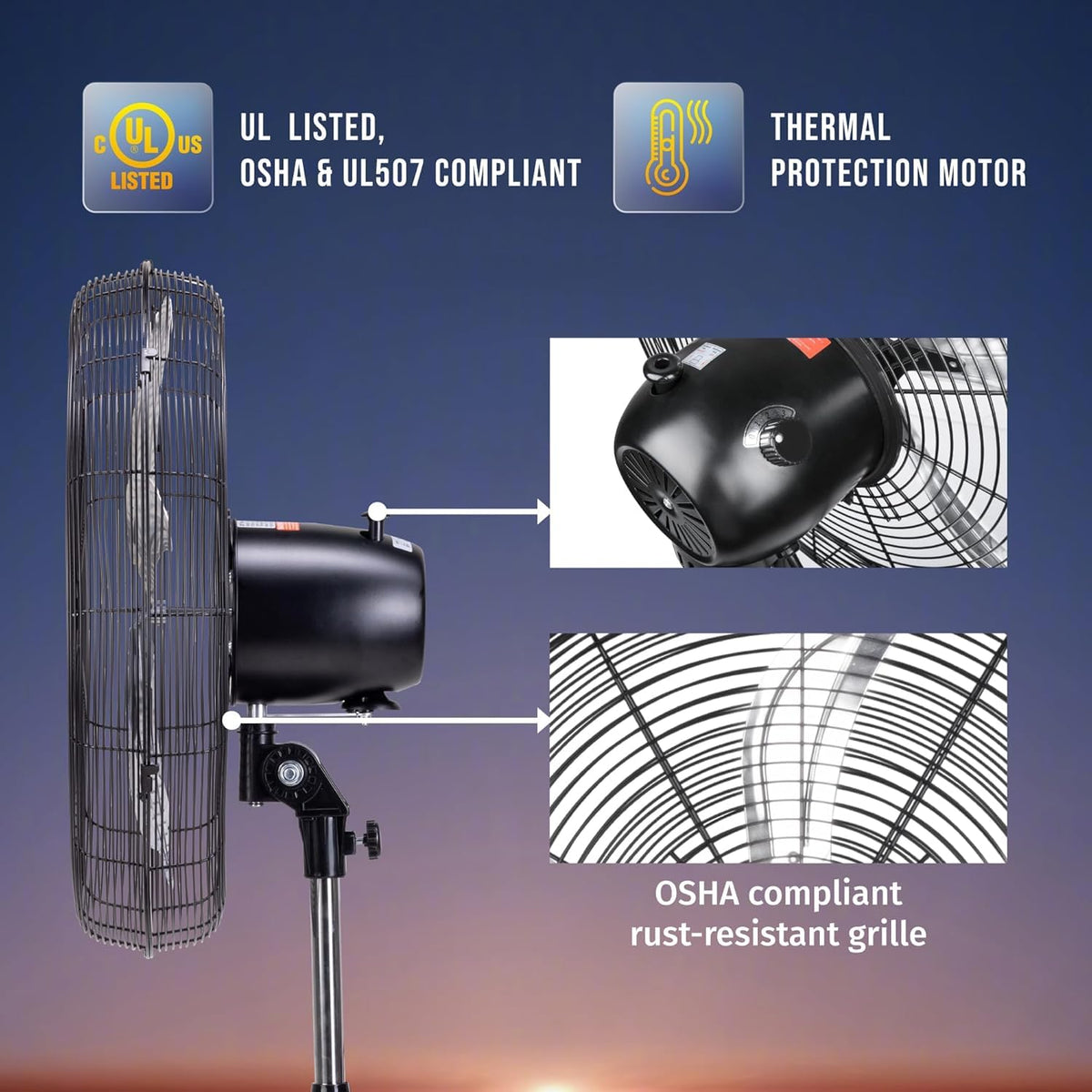 20 Inch High Velocity Oscillating Pedestal Fan E92765