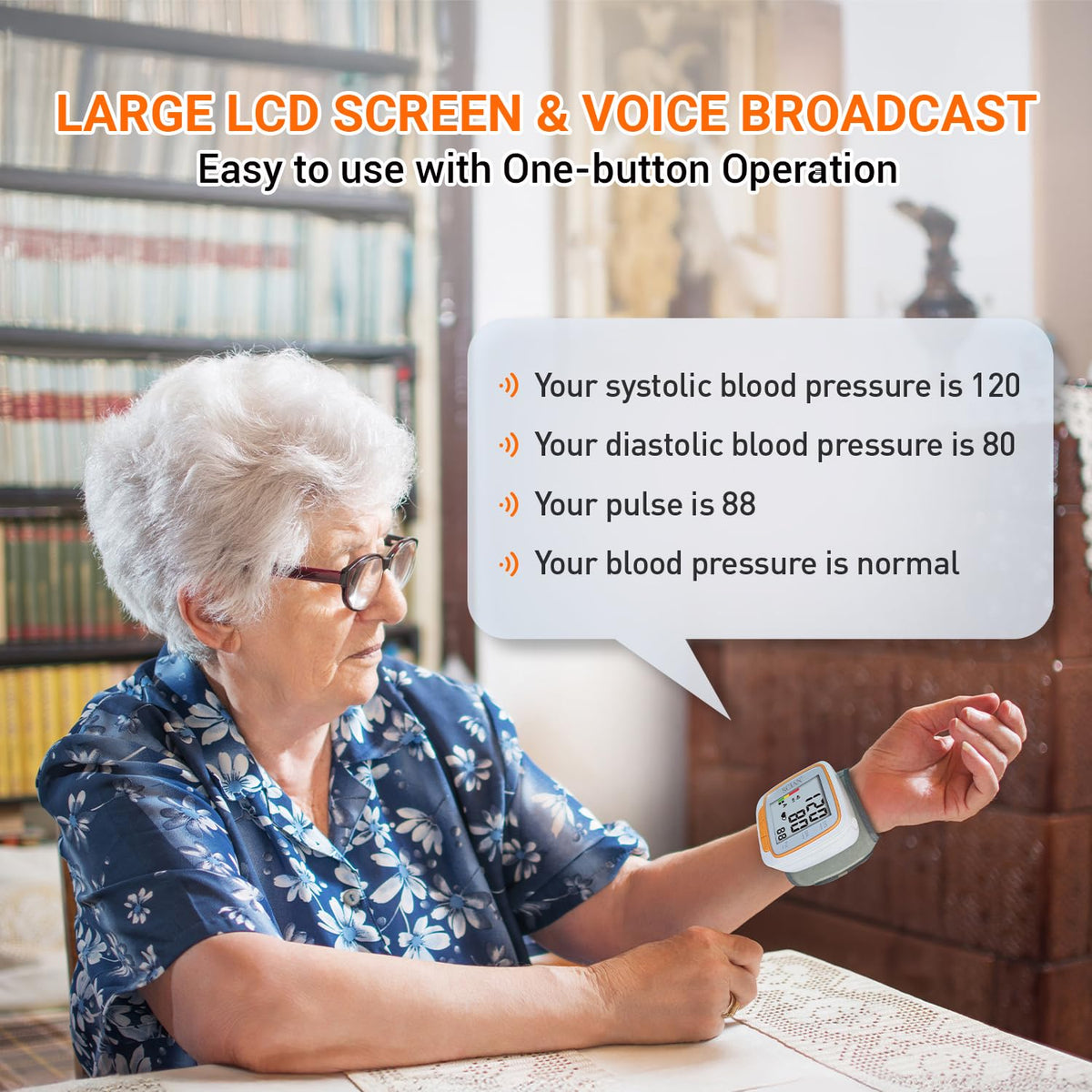 Automatic Wrist Blood Pressure Monitor with Voice Broadcast B415