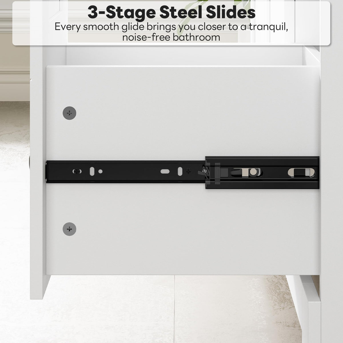 36" White Bathroom Vanity with Sink, 2 Soft-Close Drawers & Doors W307