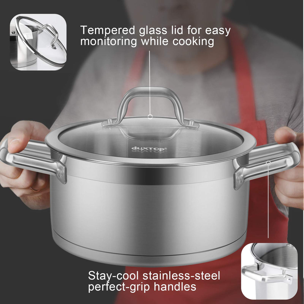 Stainless Steel 4.2 Qt Stock Pot with Lid T90238