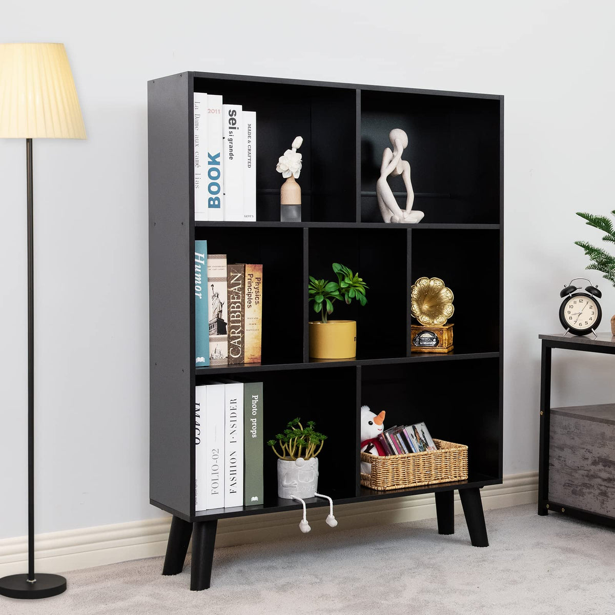 Black 3 Tier Wood Bookshelf L567142