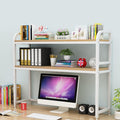 2-Tier White Desktop Bookshelf C362019