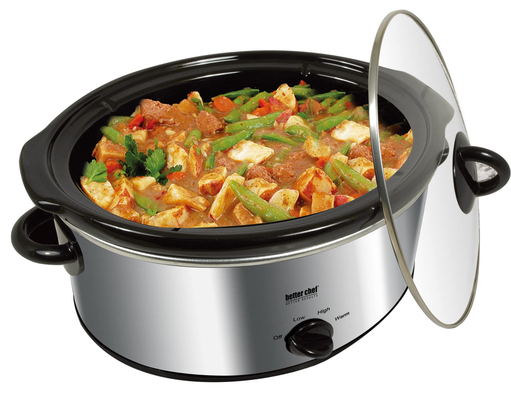 Oval Slow Cooker 3-Quart Glass Lid Enamel Stoneware Insert P8528