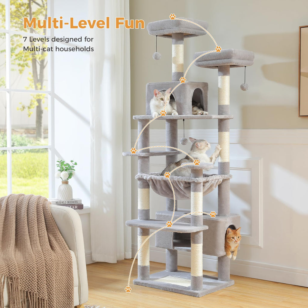 72" Cat Tree with Hammock & Condos Z82092