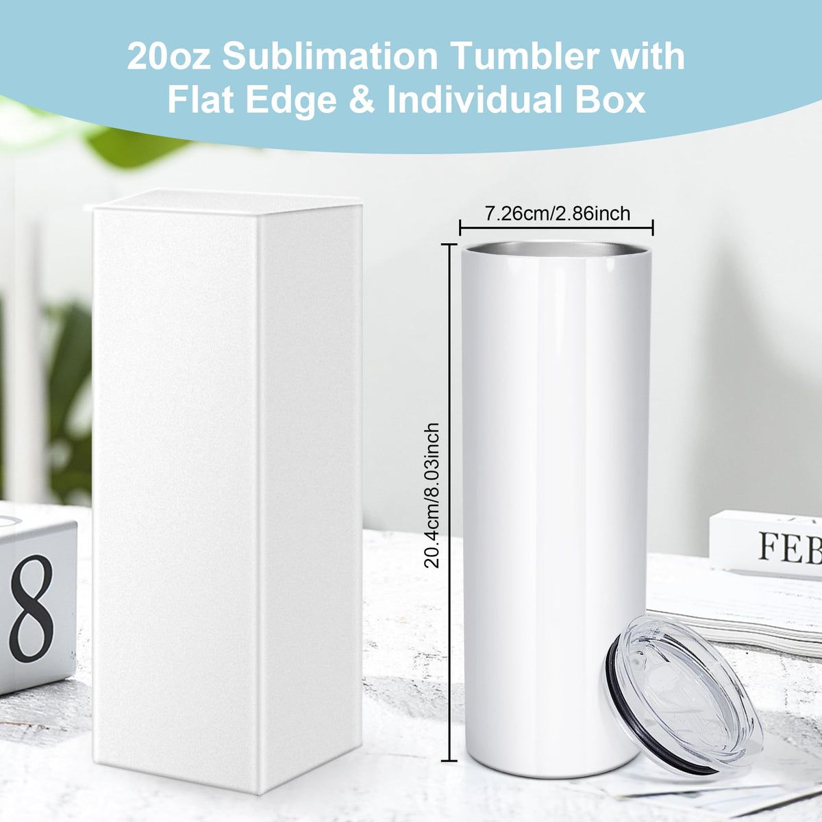 10pcs 20oz Sublimation Tumblers Stainless Steel Blanks Cups Y842