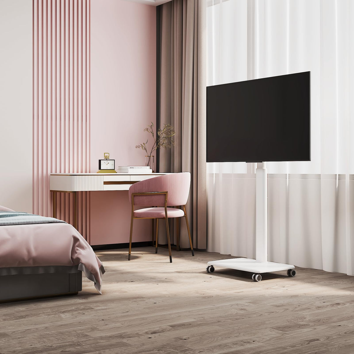 White Rolling TV Stand O515161