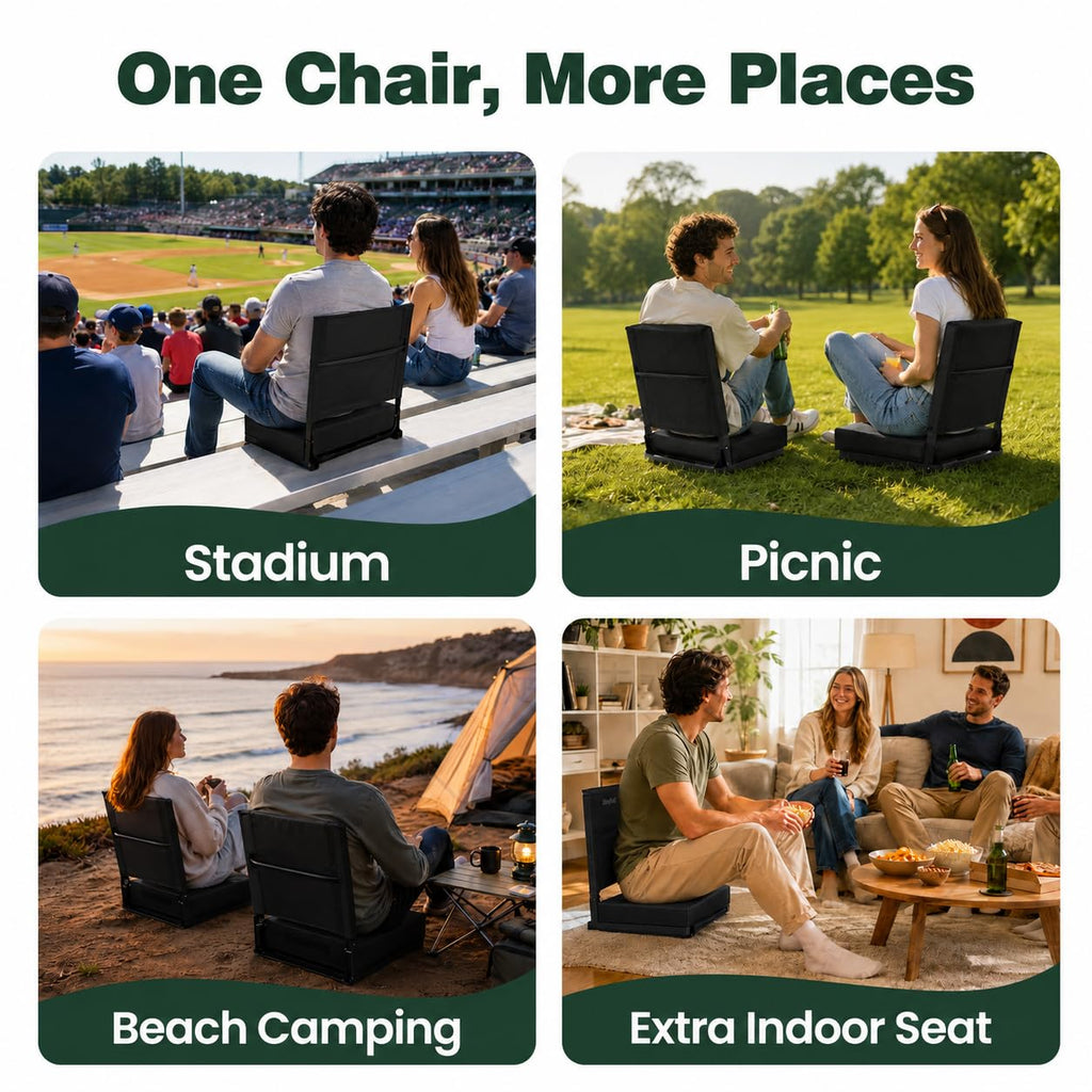 Folding Bleacher Seat with Cushion and Storage Pocket N226