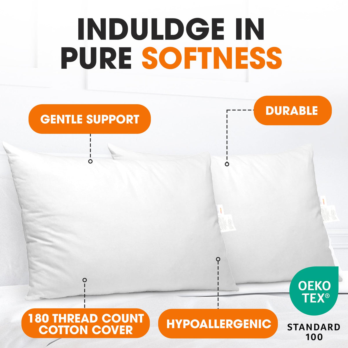 King Size Down Alternative Bed Pillows Set of 2 C612582
