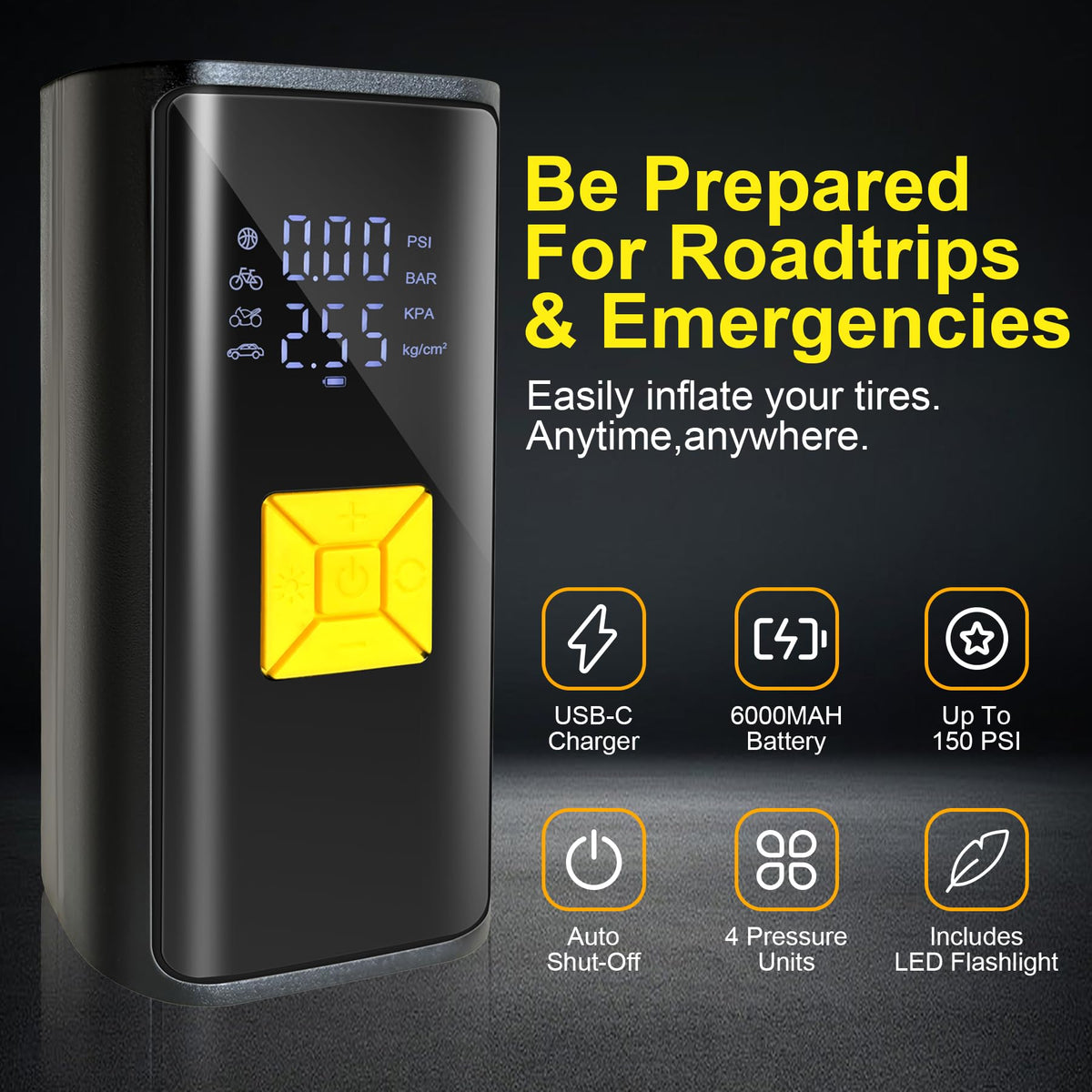 Portable Air Compressor 150 PSI Digital Tire Inflator E677