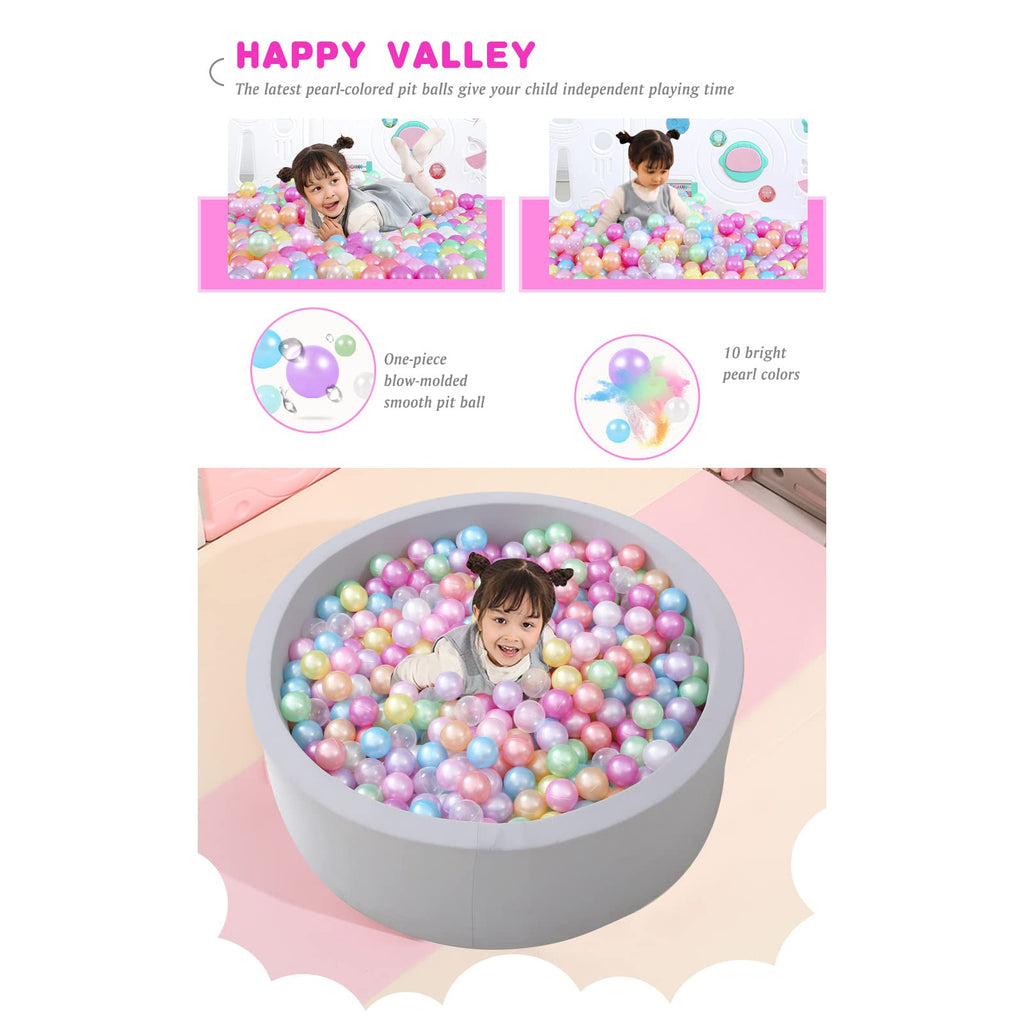 Pack of 100 200 500 BPA Free Non-Toxic Crush Proof Plastic Ball Pit Balls L472537