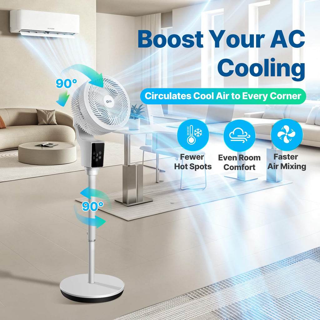 Oscillating Fan, 360° Air Circulator Pedestal Fan, 43.3” Adjustable Height C5613