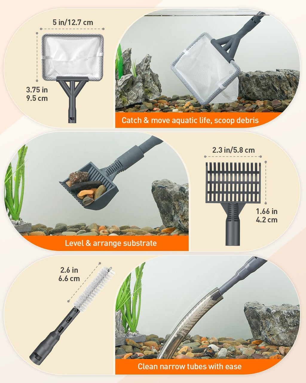 7 in 1 Aquarium Cleaning Kit with Adjustable Long Handle V3134