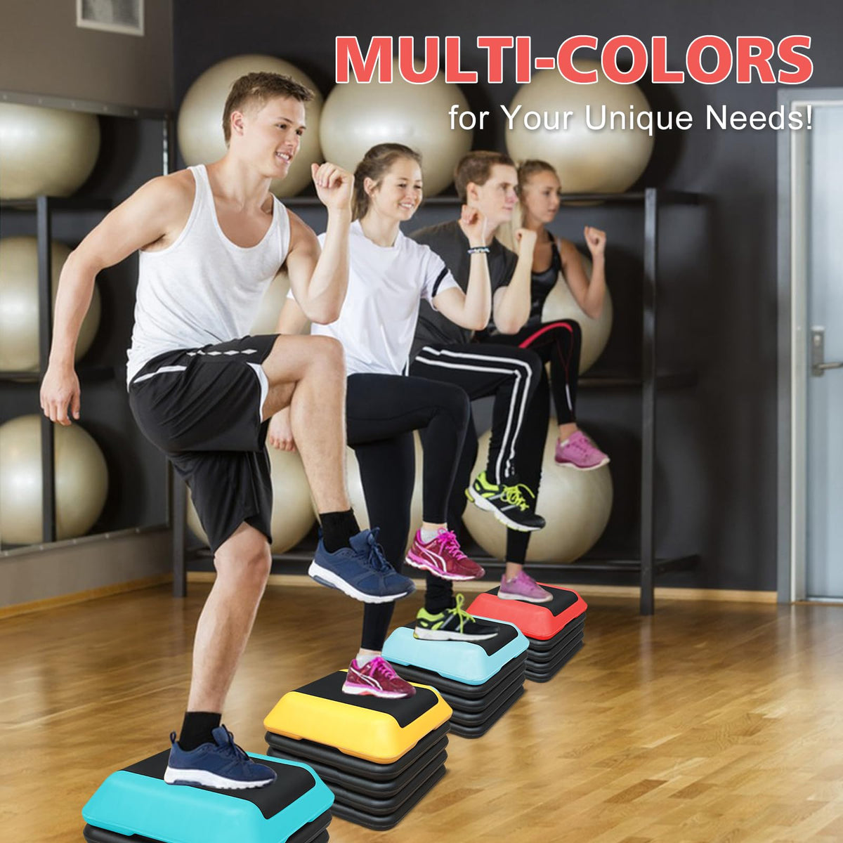 16"x16" Adjustable Exercise Aerobic Step Platform with 4 Risers W440