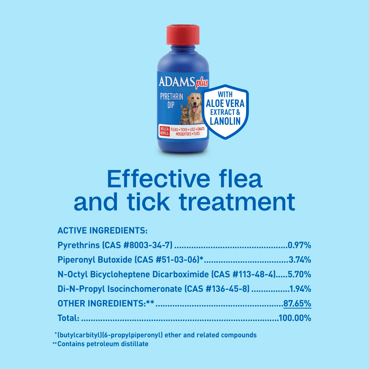 Plus Pyrethrin Flea Dip For Dogs and Cats 4 Fl oz U617
