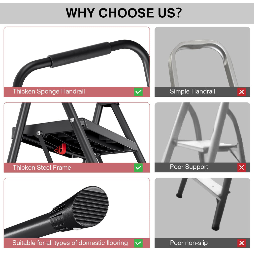 2 Step Steel Step Ladder with Handrail Z373160