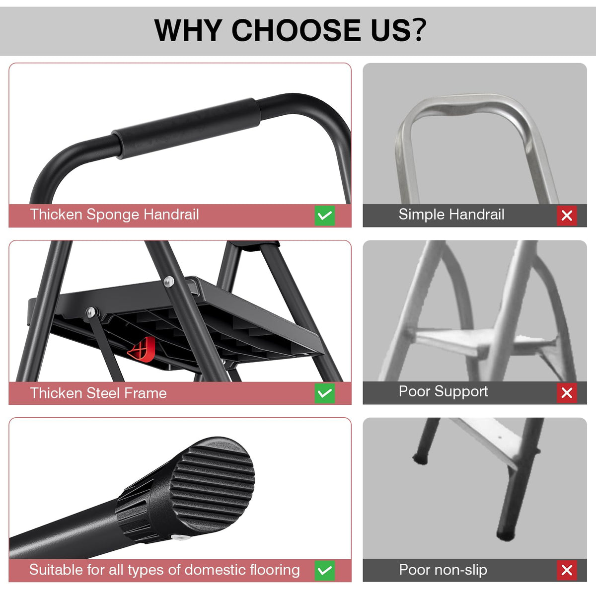 2 Step Steel Step Ladder with Handrail Z373160