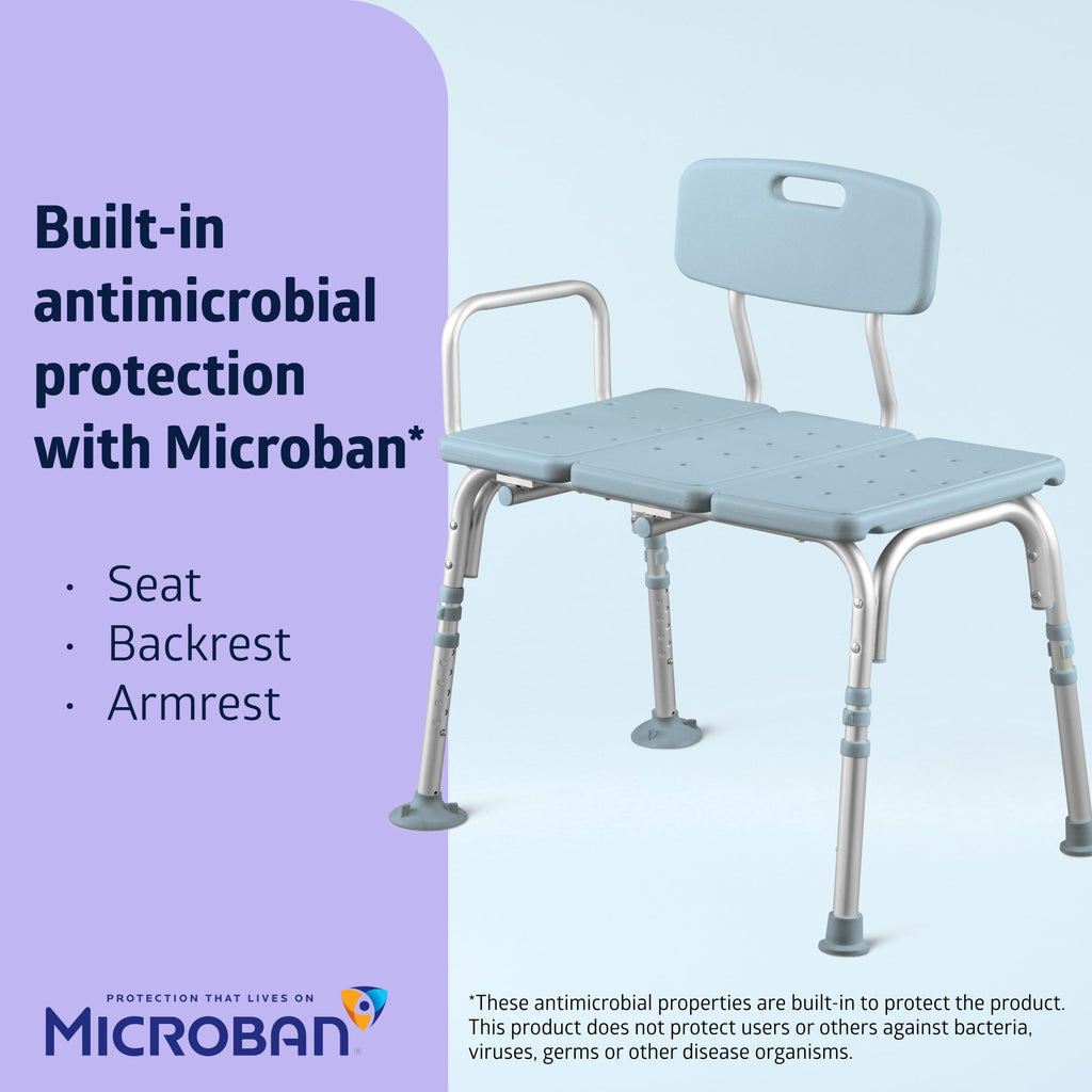 Light Blue Adjustable Tub Transfer Bench and Shower Chair 350 lb. Weight Capacity C100422