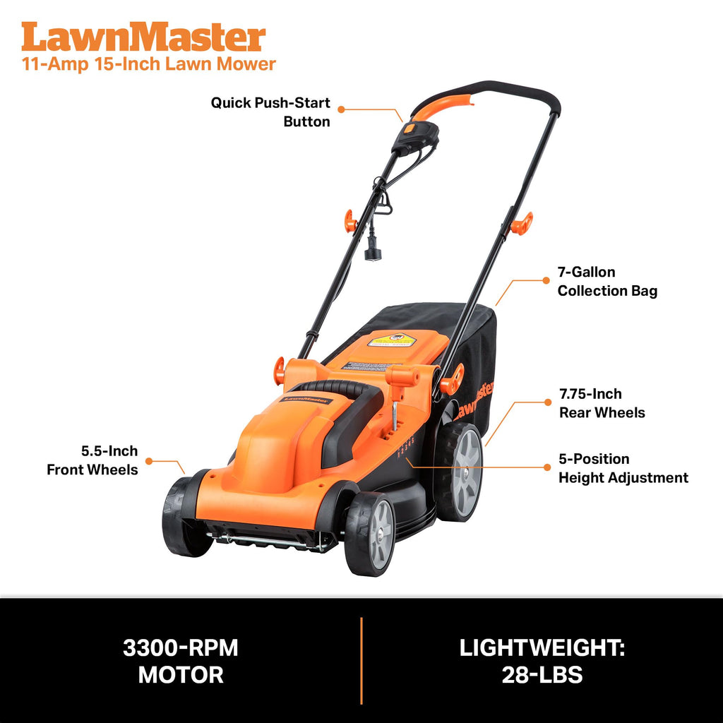 Electric Corded Lawn Mower 15-Inch 11AMP S914