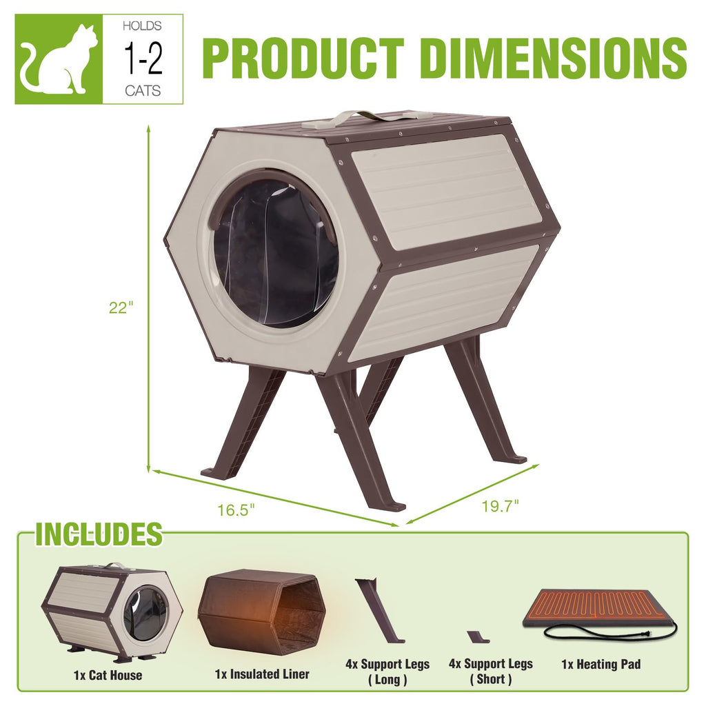 Heated Outdoor Cat House with Liner Z95211