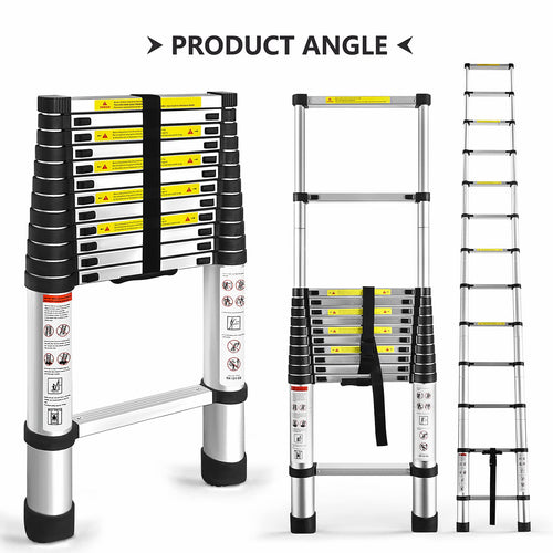 12.5FT Aluminum Telescoping Ladder 330 pounds Q60624