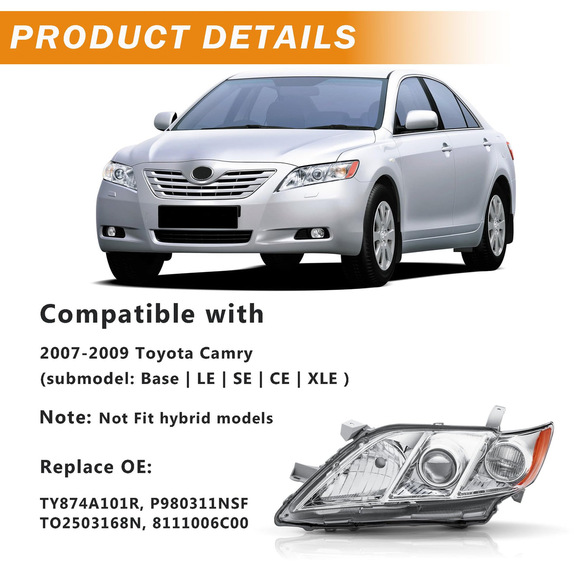 Headlight Assembly for Toyota Camry A74700