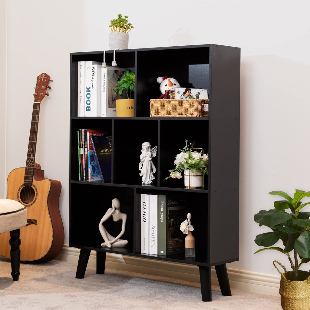 Black 3 Tier Wood Bookshelf L567142