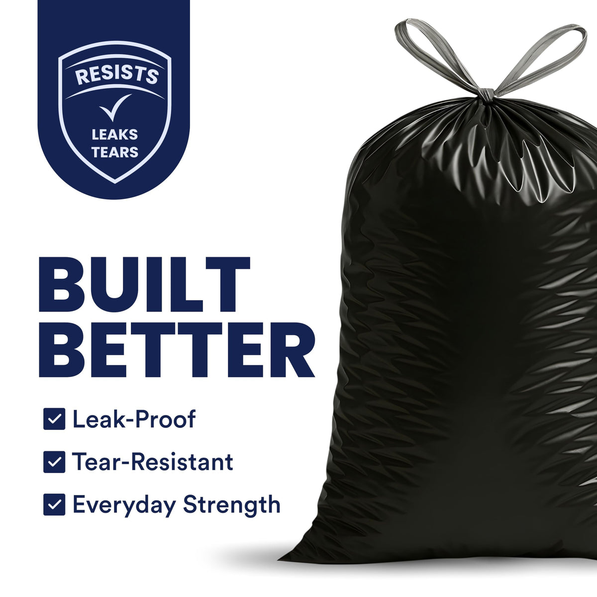 32-33 Gallon 1.2 Mil Black Drawstring Trash Bags, 100 Count L47204