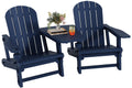 Dark Blue HDPE Adirondack Chairs Set of 2 with Cup Holder A344