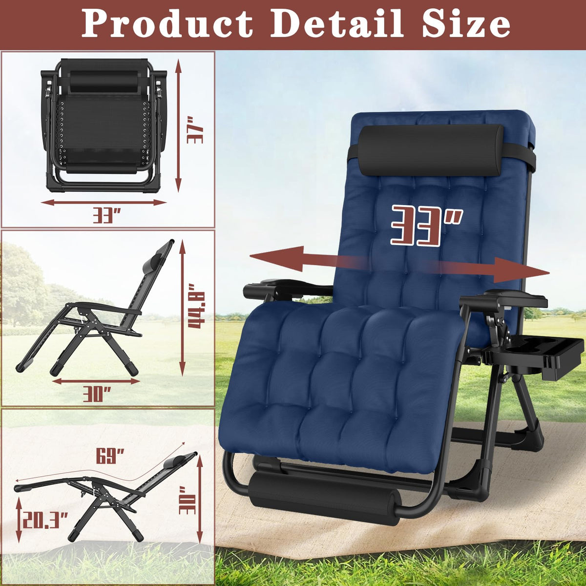 Oversized Zero Gravity Chair with Carry Bag O727