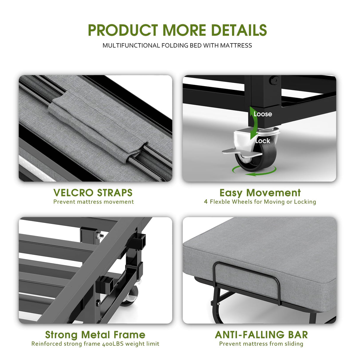 Folding Bed on Wheels I5996
