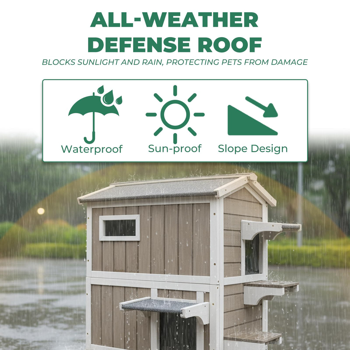 Insulated 2-Story Outdoor Cat House W47814