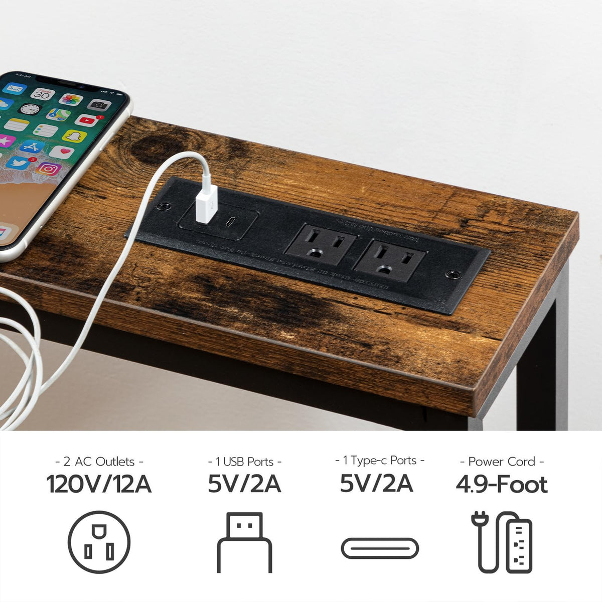 47.2" Narrow Console Table with Power Outlet C727208