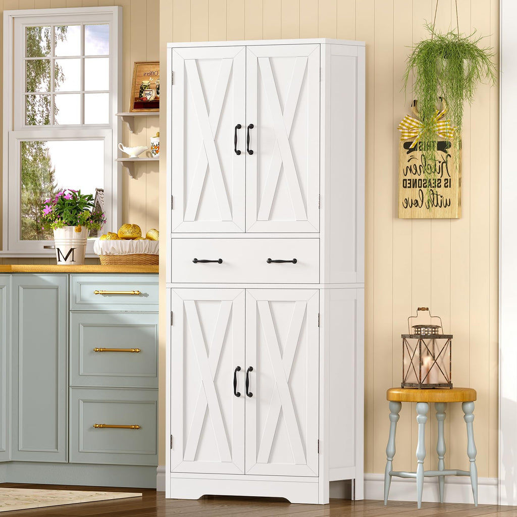 White Storage Cabinet with 2 Adjustable Shelves and Drawer M96663