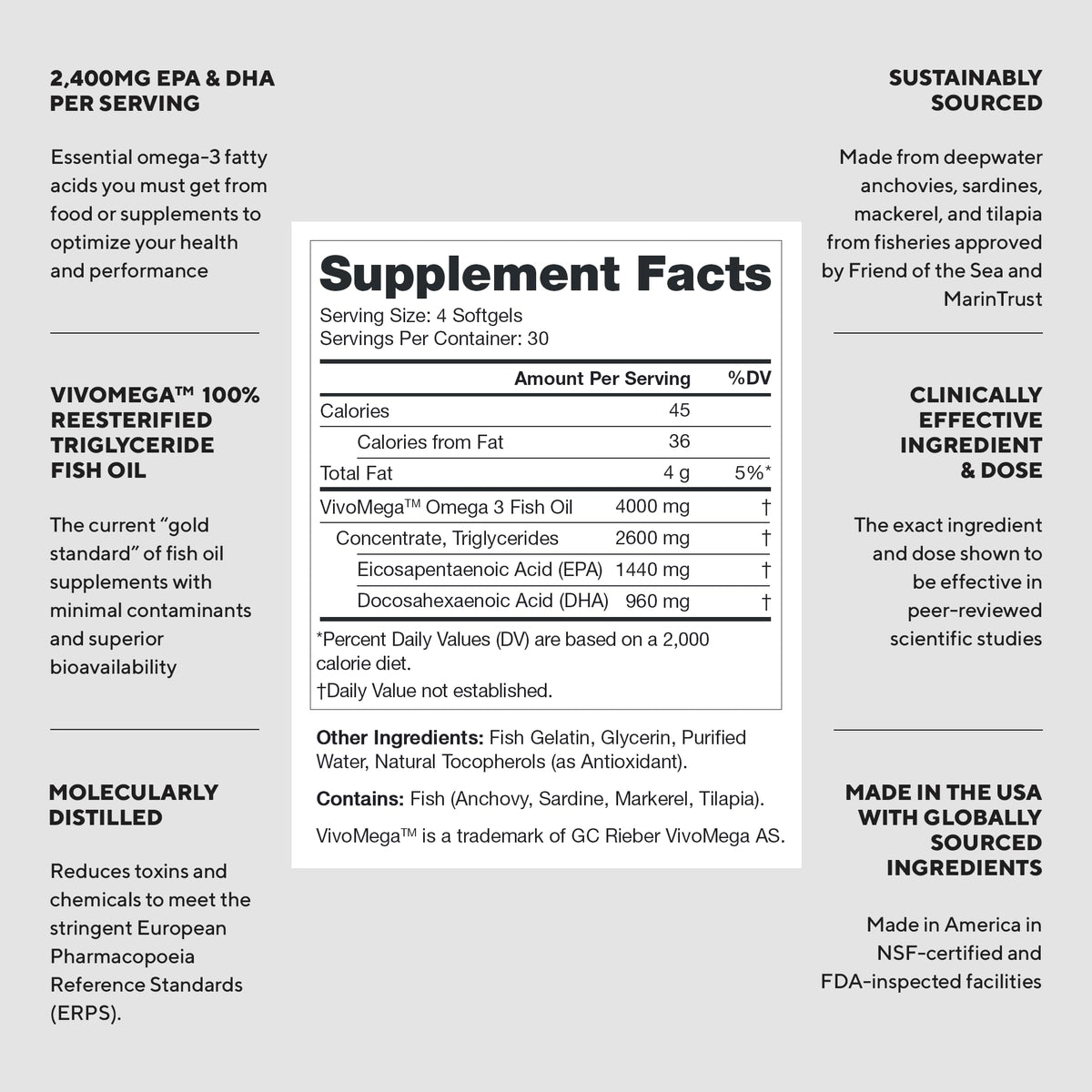 2400mg Omega 3 Fish Oil Capsules B254543