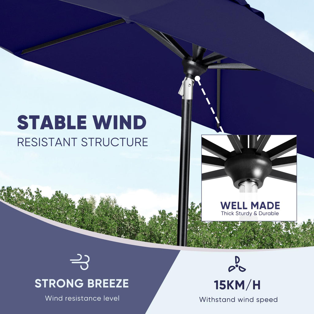 Patio Market Outdoor Table Umbrella with Auto Tilt and Crank C7334