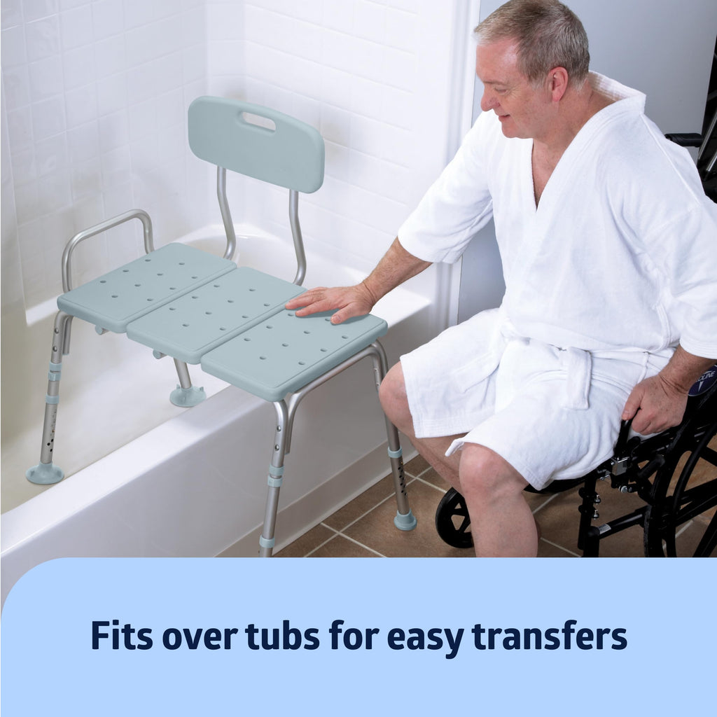 Light Blue Adjustable Tub Transfer Bench and Shower Chair 350 lb. Weight Capacity C100422