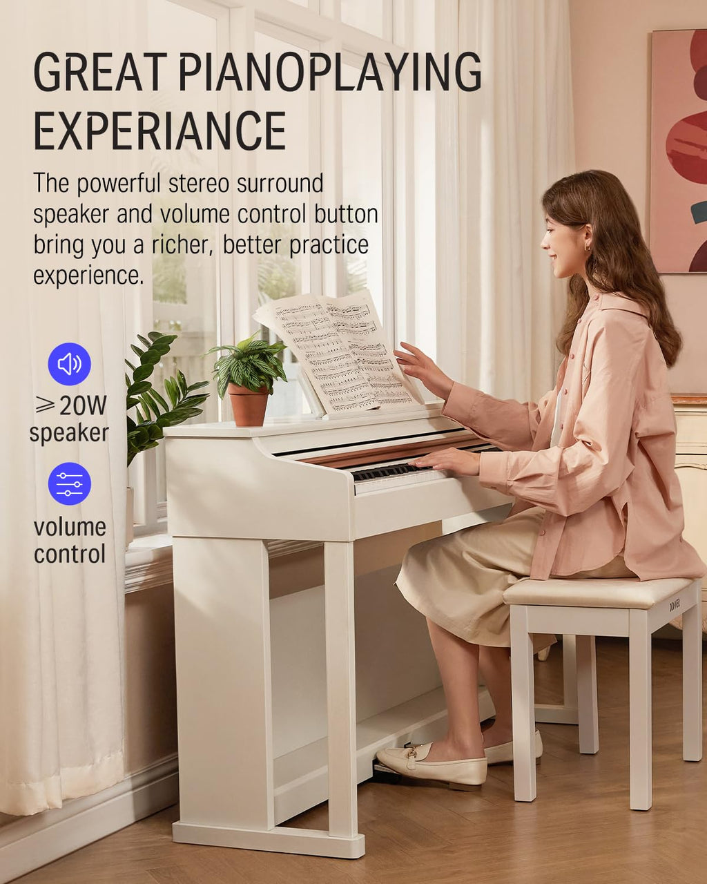 88-Key Weighted Action Digital Piano with Furniture Stand P2693