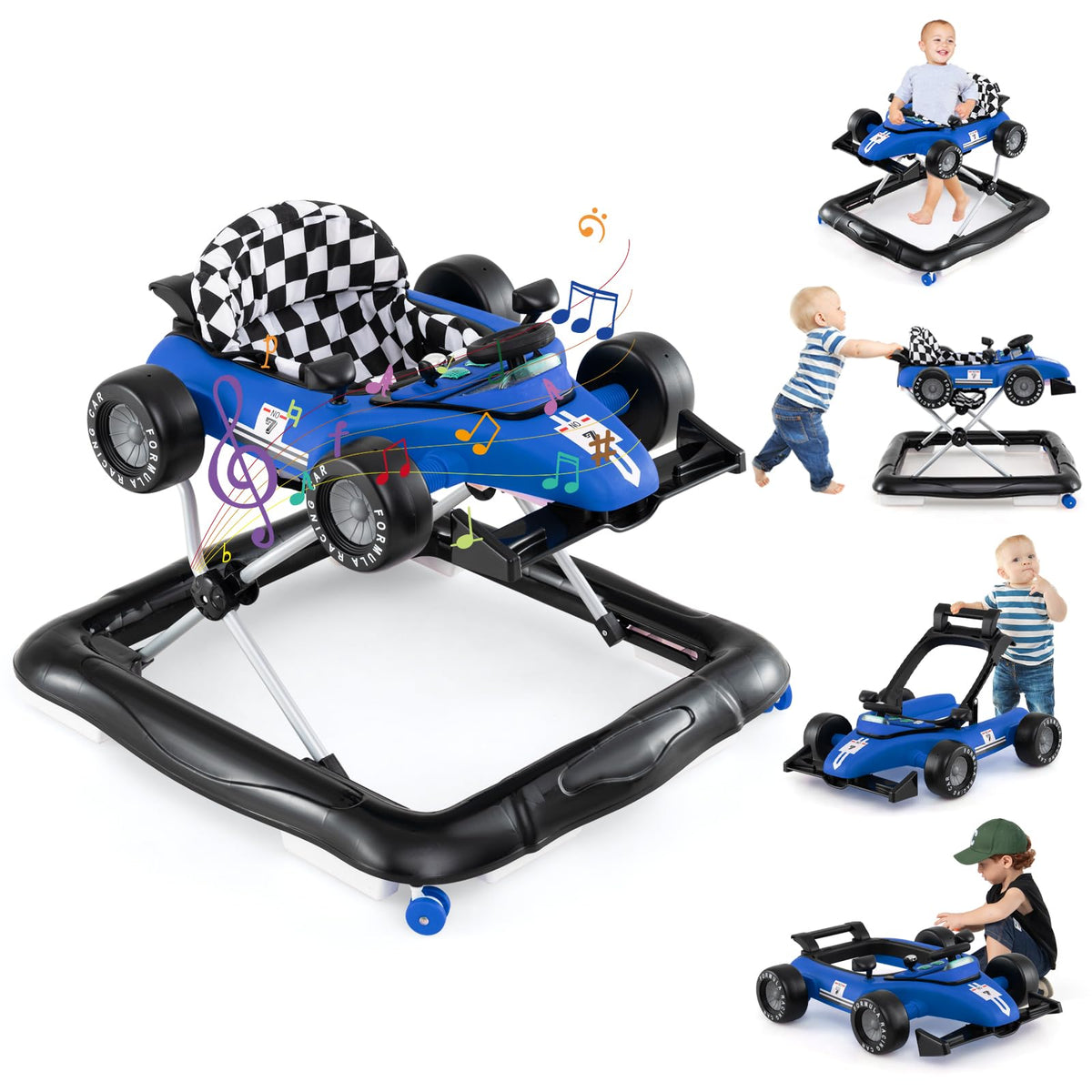 Foldable Baby Walker with Adjustable Heights and Wheels Q185