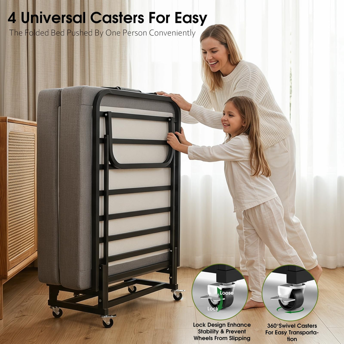 Folding Bed on Wheels I5996