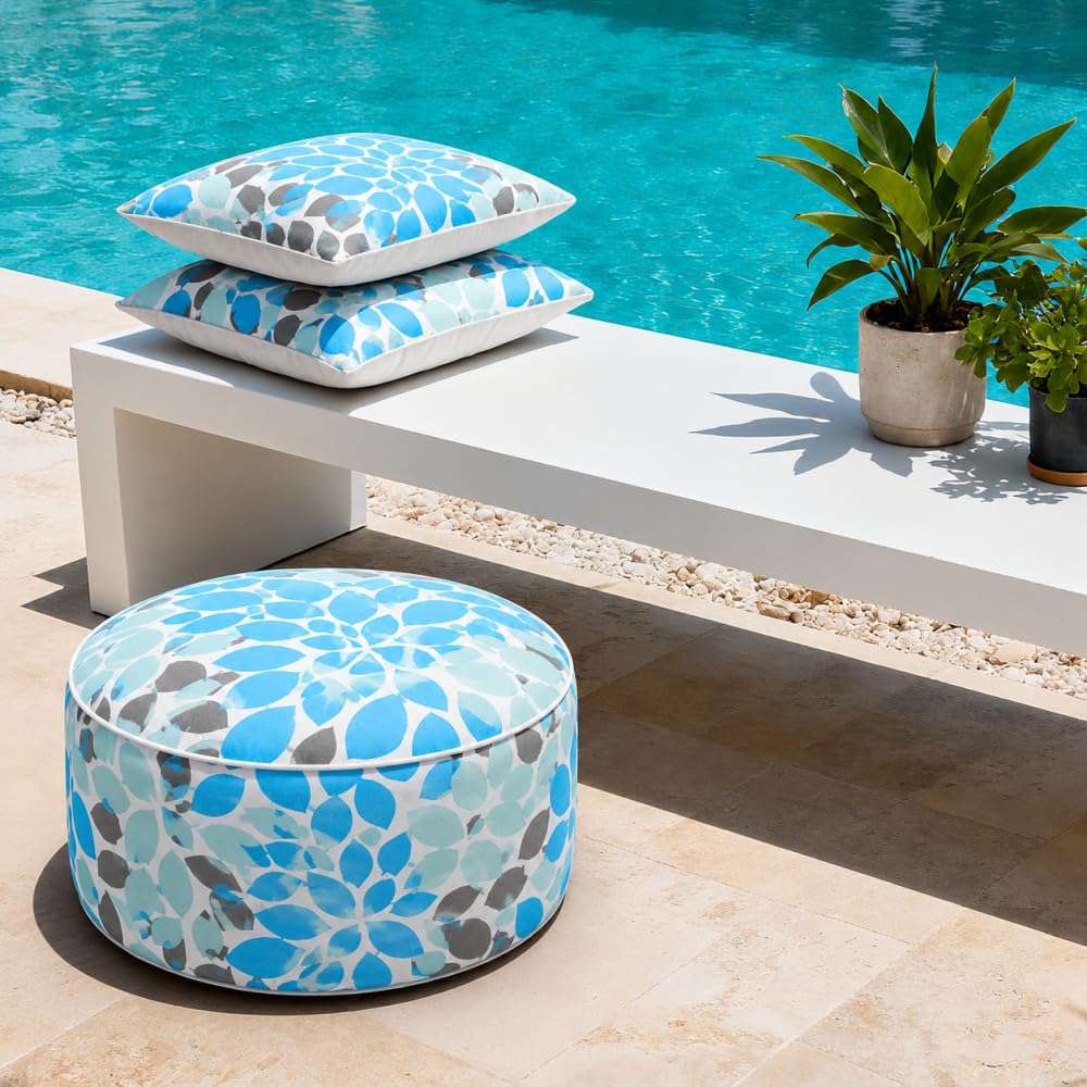 Inflatable Outdoor Ottoman 2 Pack Teal Grey B87826