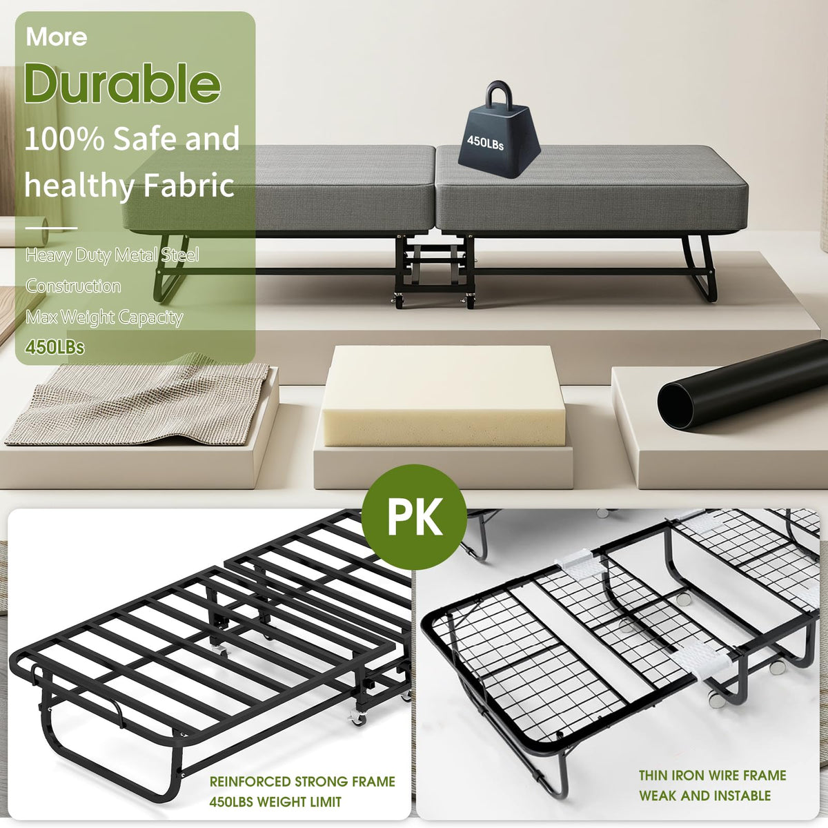 Folding Bed on Wheels I5996