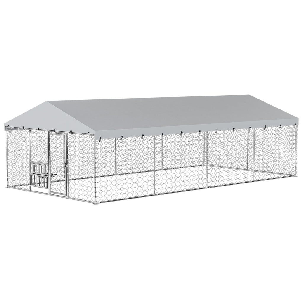 10×20FT Heavy Duty Chain Link Dog Kennel with Roof V11653
