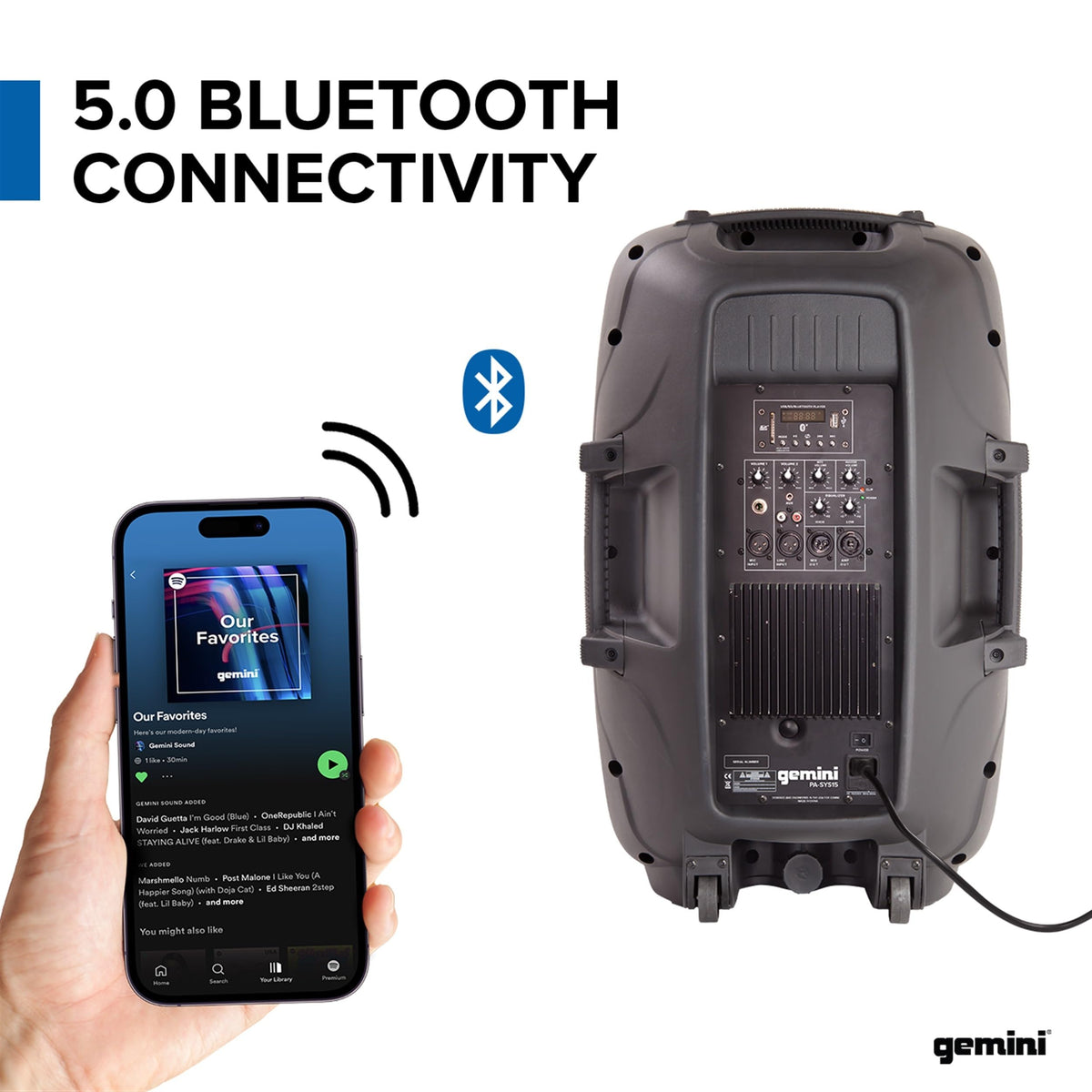 Portable Bluetooth PA Speaker System, 2000W, Black J23676